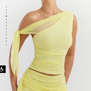 Mistress Rocks Lemon Asymmetrical Draped Top